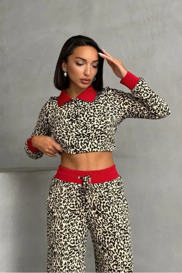 Polo Collar Wholesale T-Shirt - Black Leopard | TOPSHOW | F1789