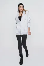 Sweat-shirt zippé oversize à capuche Snow Melange pour femme