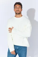 Pull ras du cou en maille écru pour homme (TRZ050) Pull ras du cou en maille écru pour homme (TRZ050)