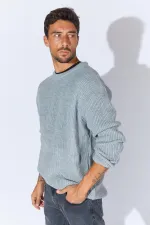 Pull ras du cou gris pour homme (TRZ050) Pull ras du cou gris pour homme (TRZ050)