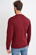 Pull basique en maille bordeaux à col ras du cou pour homme Pull basique en maille bordeaux à col ras du cou pour homme