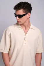 T-shirt boutonné à col en os pour homme