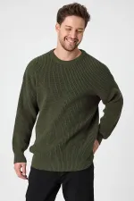 Pull col rond en maille vert pour homme (TRZ050) Pull col rond en maille vert pour homme (TRZ050)