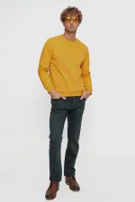 Erkek Hardal (22-7781) Bisiklet Yaka Basic Üç İp Sweatshirt