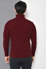Pull basique à col roulé bordeaux pour homme Pull basique à col roulé bordeaux pour homme