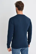 Pull en maille basique bleu marine à col ras du cou pour homme Pull en maille basique bleu marine à col ras du cou pour homme