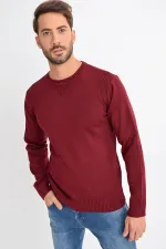 Pull basique en maille bordeaux à col ras du cou pour homme Pull basique en maille bordeaux à col ras du cou pour homme