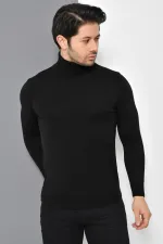 Pull en tricot basique à col roulé noir pour homme Pull en tricot basique à col roulé noir pour homme