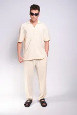 T-shirt boutonné à col en os pour homme