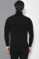 Pull en tricot basique à col roulé noir pour homme Pull en tricot basique à col roulé noir pour homme