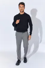 Men's Black Crew Neck Corspan Sweater