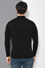 Pull en maille basique noir à demi-col roulé pour homme Pull en maille basique noir à demi-col roulé pour homme