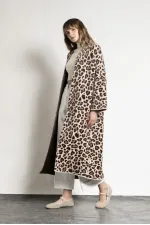 Cardigan long à motif léopard pour femme