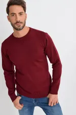 Pull basique en maille bordeaux à col ras du cou pour homme Pull basique en maille bordeaux à col ras du cou pour homme