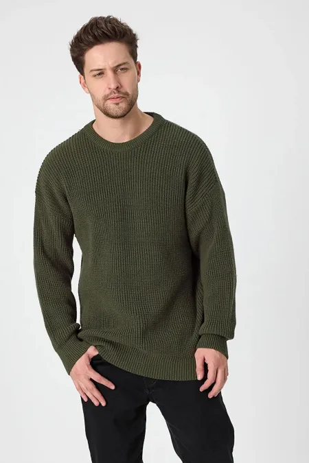 Men's Green (TRZ050) Crew Neck Knitted Sweater Men's Green (TRZ050) Crew Neck Knitted Sweater