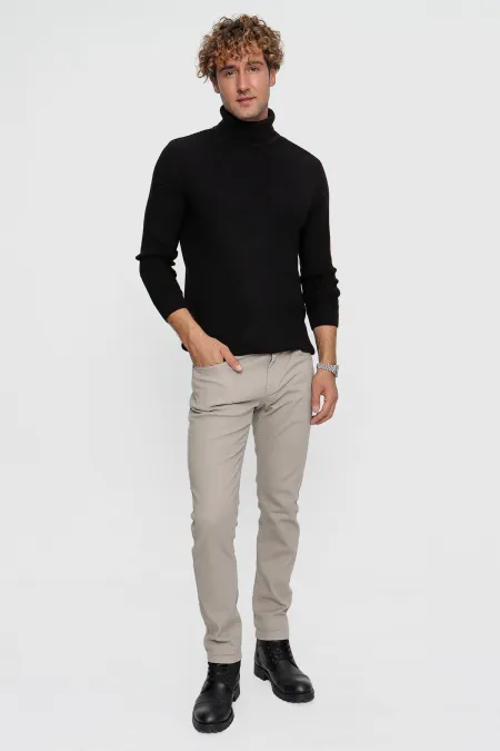 Men's Black Full Turtleneck Links Waffle Knit Sweater Men's Black Full Turtleneck Links Waffle Knit Sweater