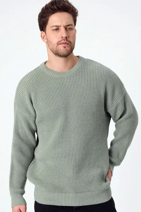 Men's Aqua Green (TRZ050) Crew Neck Knitted Sweater Men's Aqua Green (TRZ050) Crew Neck Knitted Sweater
