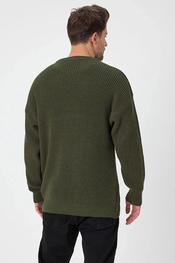 Pull col rond en maille vert pour homme (TRZ050) Pull col rond en maille vert pour homme (TRZ050)
