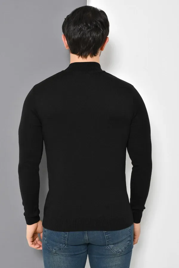 Pull en maille basique noir à demi-col roulé pour homme Pull en maille basique noir à demi-col roulé pour homme
