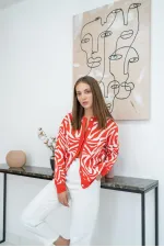 Cardigan court à motifs et boutonné
