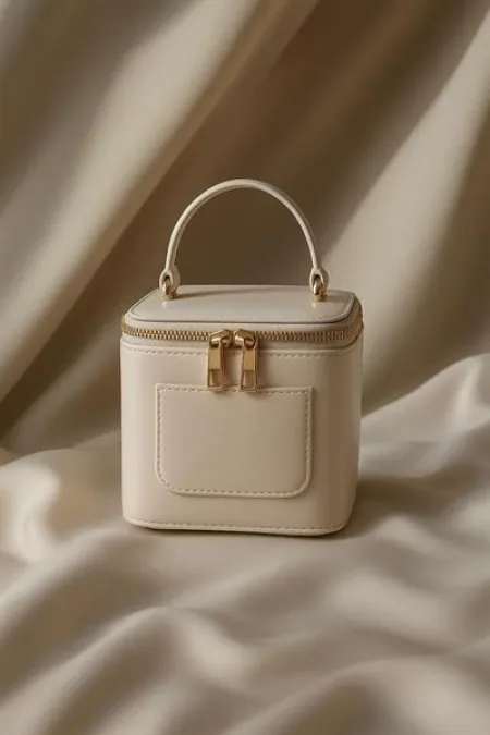 Mini Box Crossbody Bag – Shiny PU Leather Handbag and Shoulder Bag Beige Mini Box Crossbody Bag – Shiny PU Leather Handbag and Shoulder Bag Beige