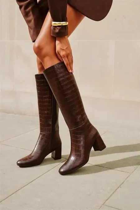 Çizme Kahverengi Kroko Çizme Kahverengi Kroko