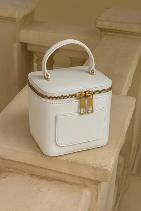 Mini Box Crossbody Bag – Shiny PU Leather Handbag and Shoulder Bag White Mini Box Crossbody Bag – Shiny PU Leather Handbag and Shoulder Bag White