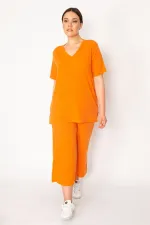 Women's Fujia Camisole Knitted Elastic Waist Wide Leg Trousers V-Neck Blouse Set 65N32939