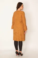 Women's Orange Sleeve Detailed Single Hook Closure Unlined Cape 65N32092