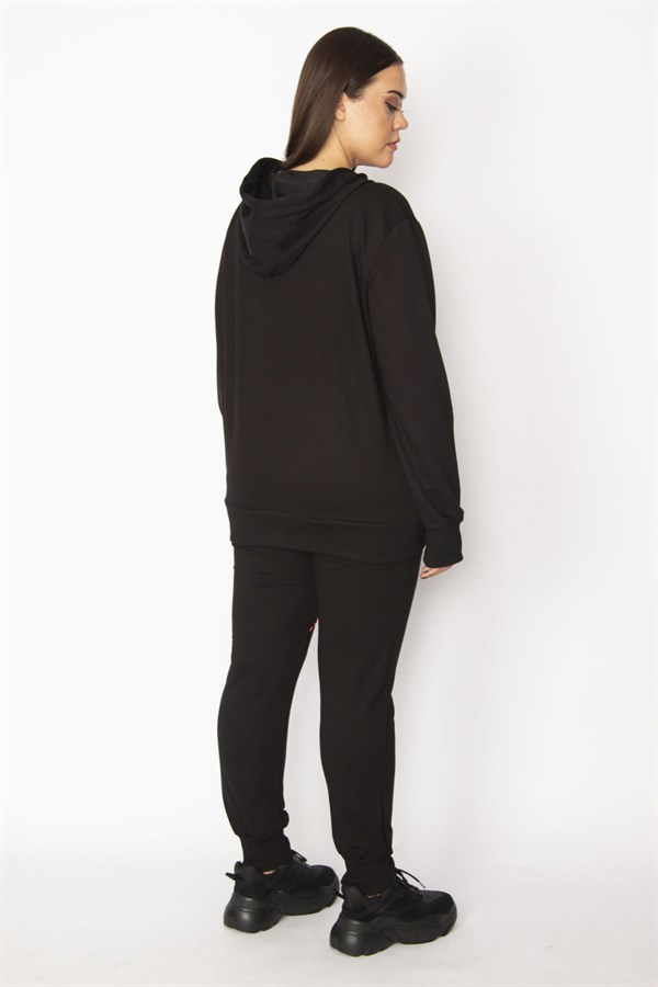 Women's Colorful Zipper and Hood Detailed Sweatshirt Pants Tracksuit Set 65N31122