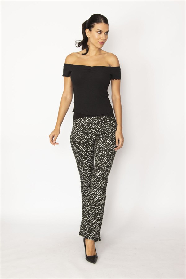 KADIN SİYAH KORSAJLI   GENİŞ PAÇA HAMİLE PANTOLON