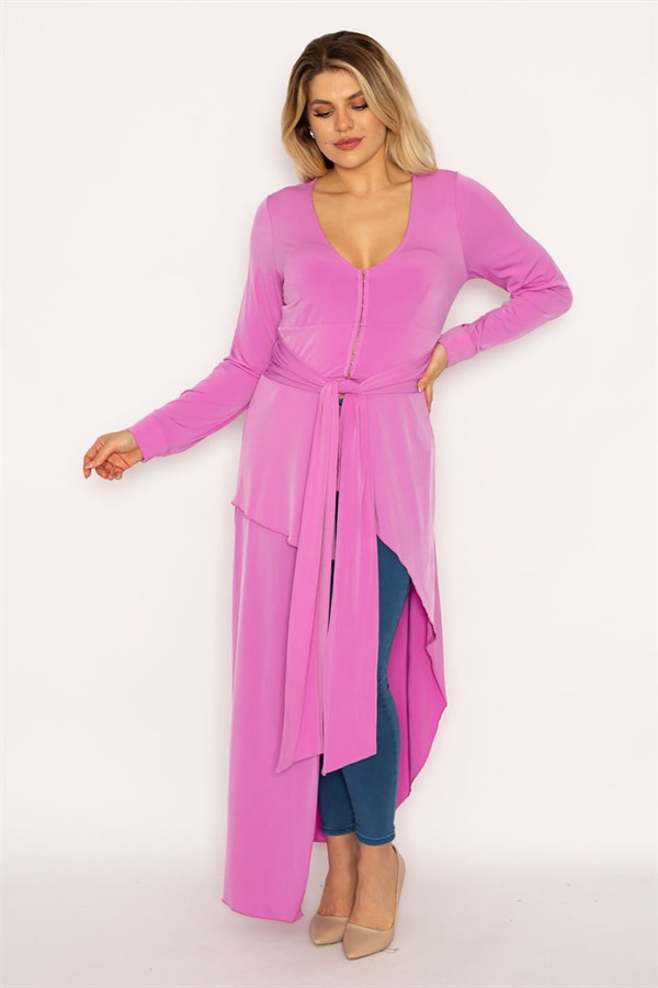 Women's Lilac Agraffe Buttoned Asymmetrical Cut Cape 65N35020