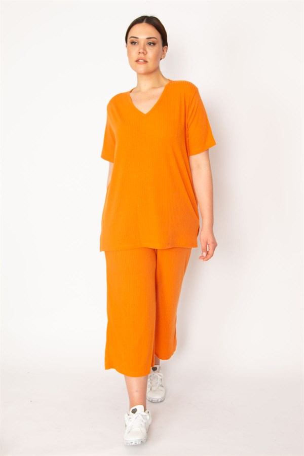 Women's Fujia Camisole Knitted Elastic Waist Wide Leg Trousers V-Neck Blouse Set 65N32939