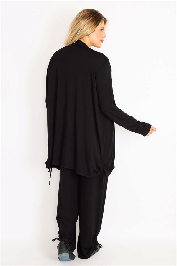 Women's Blue Side Lace Detailed Cardigan Trouser Set 65N34906