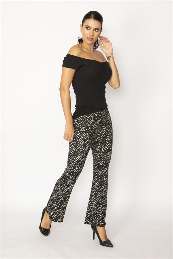 KADIN SİYAH KORSAJLI   GENİŞ PAÇA HAMİLE PANTOLON
