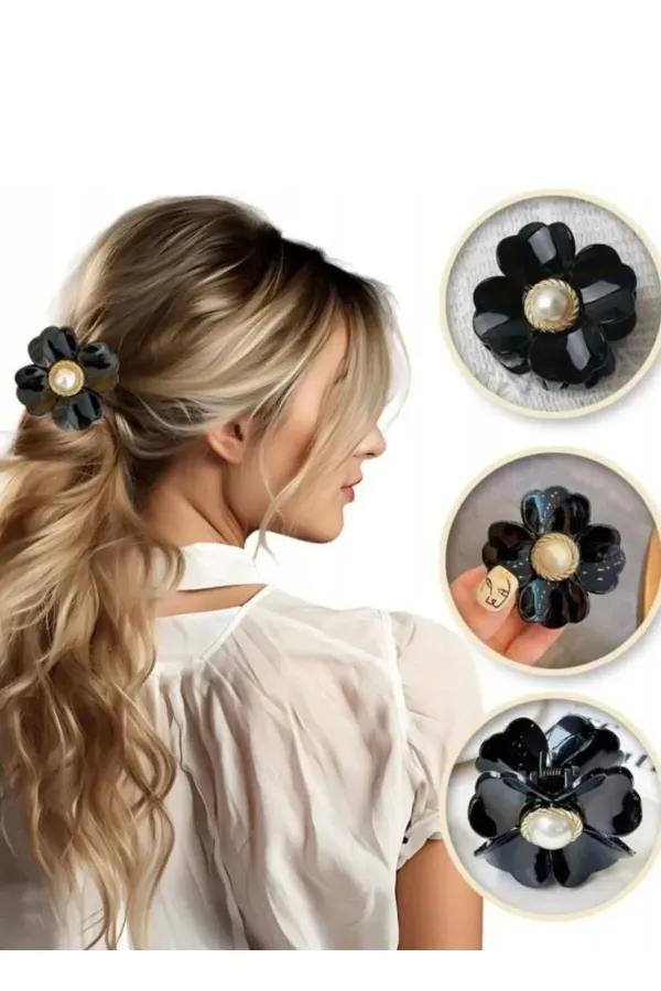Barrette à cheveux en forme de fleur d'azalée perlée