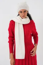 Écharpe et bonnet tricotés pour femme 15939 - Écru Écharpe et bonnet tricotés pour femme 15939 - Écru