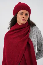 Écharpe et béret tricotés pour femme 15939 - Rouge bordeaux Écharpe et béret tricotés pour femme 15939 - Rouge bordeaux