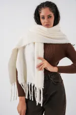 Écharpe-châle épaisse et douce pour femme 15951 - Écru Écharpe-châle épaisse et douce pour femme 15951 - Écru