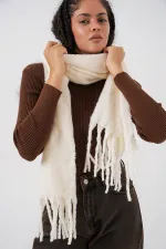 Écharpe-châle épaisse et douce pour femme 15951 - Écru Écharpe-châle épaisse et douce pour femme 15951 - Écru