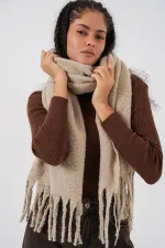 Écharpe châle épaisse et douce pour femme 15951 - Beige clair Écharpe châle épaisse et douce pour femme 15951 - Beige clair