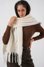 Écharpe-châle épaisse et douce pour femme 15951 - Écru Écharpe-châle épaisse et douce pour femme 15951 - Écru