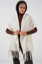 Écharpe-châle épaisse et douce pour femme 15951 - Écru Écharpe-châle épaisse et douce pour femme 15951 - Écru