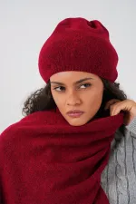 Écharpe et béret tricotés pour femme 15939 - Rouge bordeaux Écharpe et béret tricotés pour femme 15939 - Rouge bordeaux