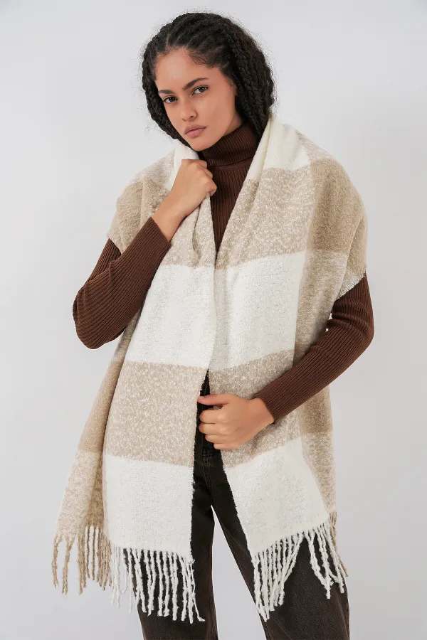 Écharpe-châle épaisse et douce au toucher pour femme 15951 - Vison Écharpe-châle épaisse et douce au toucher pour femme 15951 - Vison