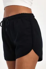 Women's Slit Seasonal Premium Fabric Regular Fit Drawstring Navy Blue Short Mini Shorts