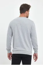 Gri Erkek Supermagic Göğüs Baskılı Basic Sweatshirt