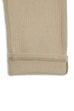 Beige Wide Leg Elastic Waist Winter Children's Tracksuit Bottoms