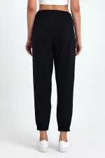 Women's Black-Anthracite Cotton Thick Leg Elastic High Waist Comfortable Jogger 2-Pack Sweatpants MTLCB95-2