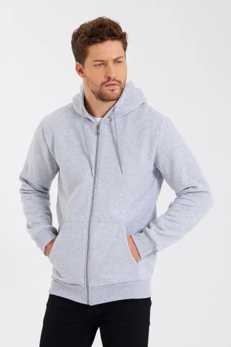 METALIC Siyah Kanguru Cepli Kapüşonlu Fermuarlı İçi Pamuklu Erkek Hırka